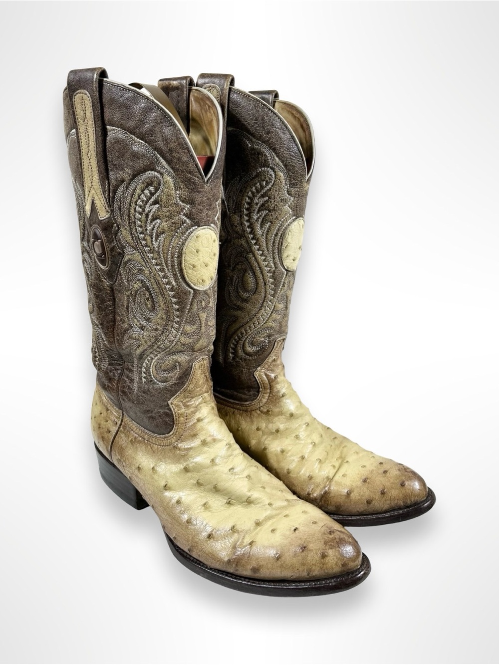 CUADRA Y2K pre distressed ostrich skin western boots